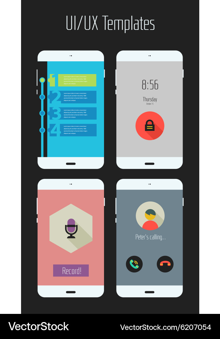 Flat ui or ux mobile apps kit vector image