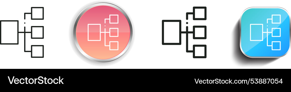 Flow chart icon thin linear regular and button vector image