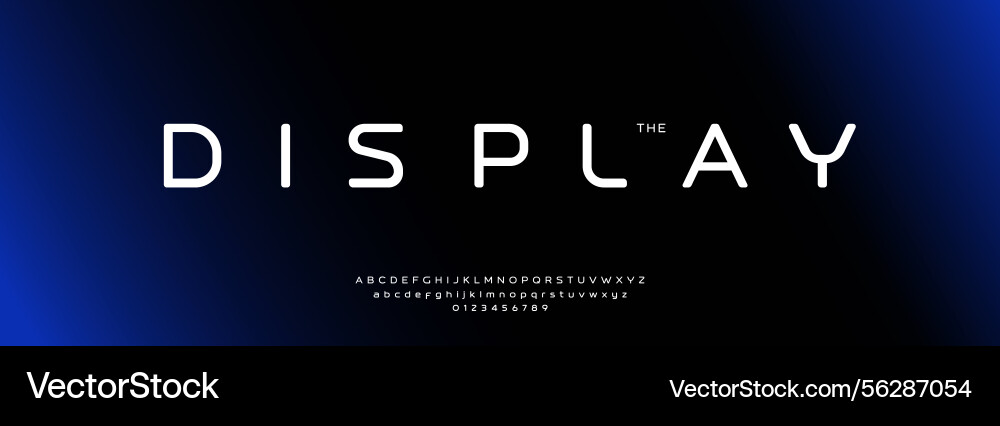 Futuristic minimalist display font with rounded vector image