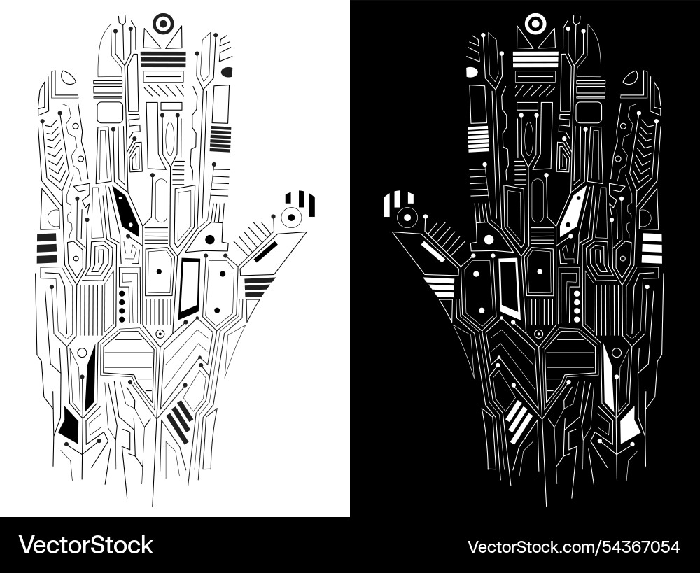 Hand computer board set cyberspace and keyboard vector image