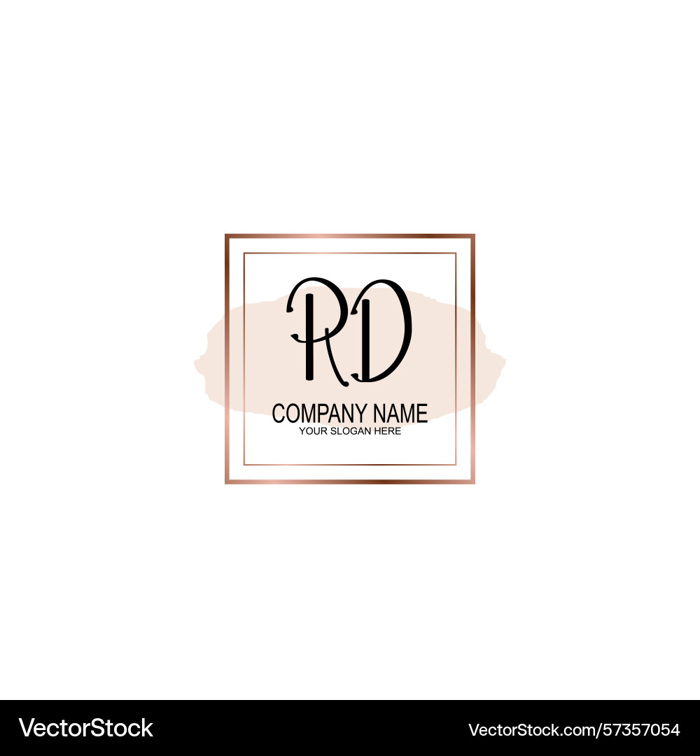 Minimalist handwritten rd initial logos with soft Vector Image