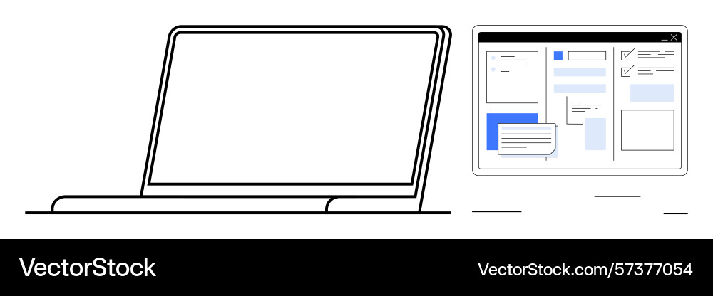 Minimalistic laptop with open website interface Minimalistic laptop with open website interface vector image