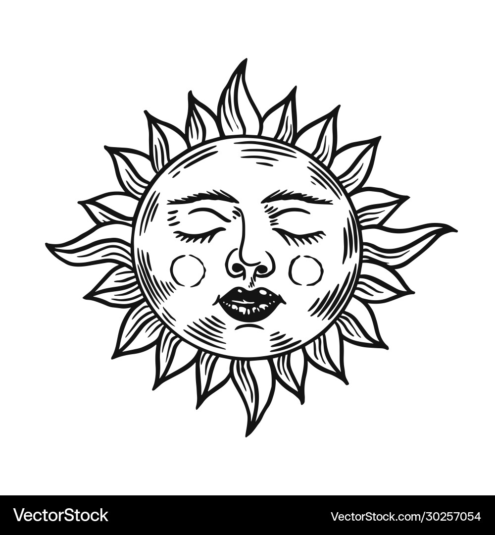 Mystical sleeping sun astronomy alchemy Mystical sleeping sun astronomy alchemy vector image
