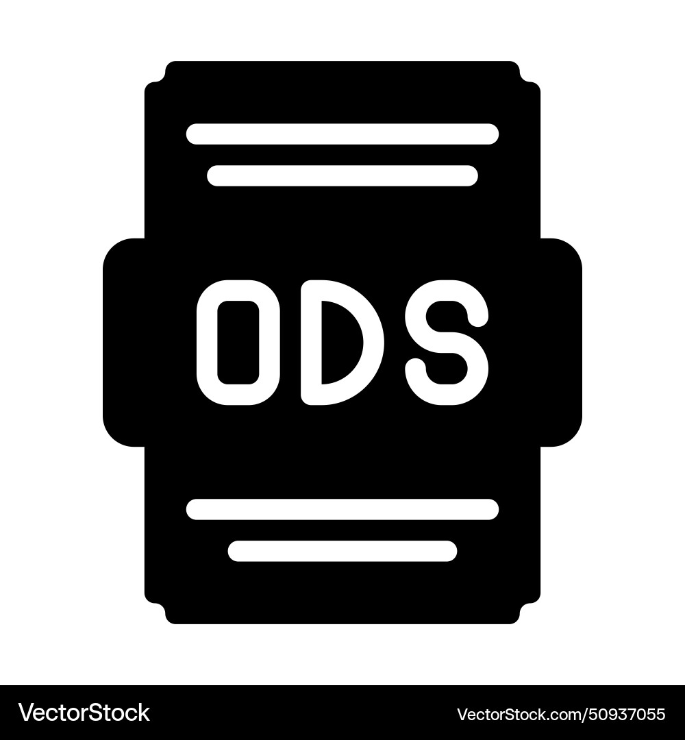 Ods file icon solid style spreadsheet type Ods file icon solid style spreadsheet type Vector Image