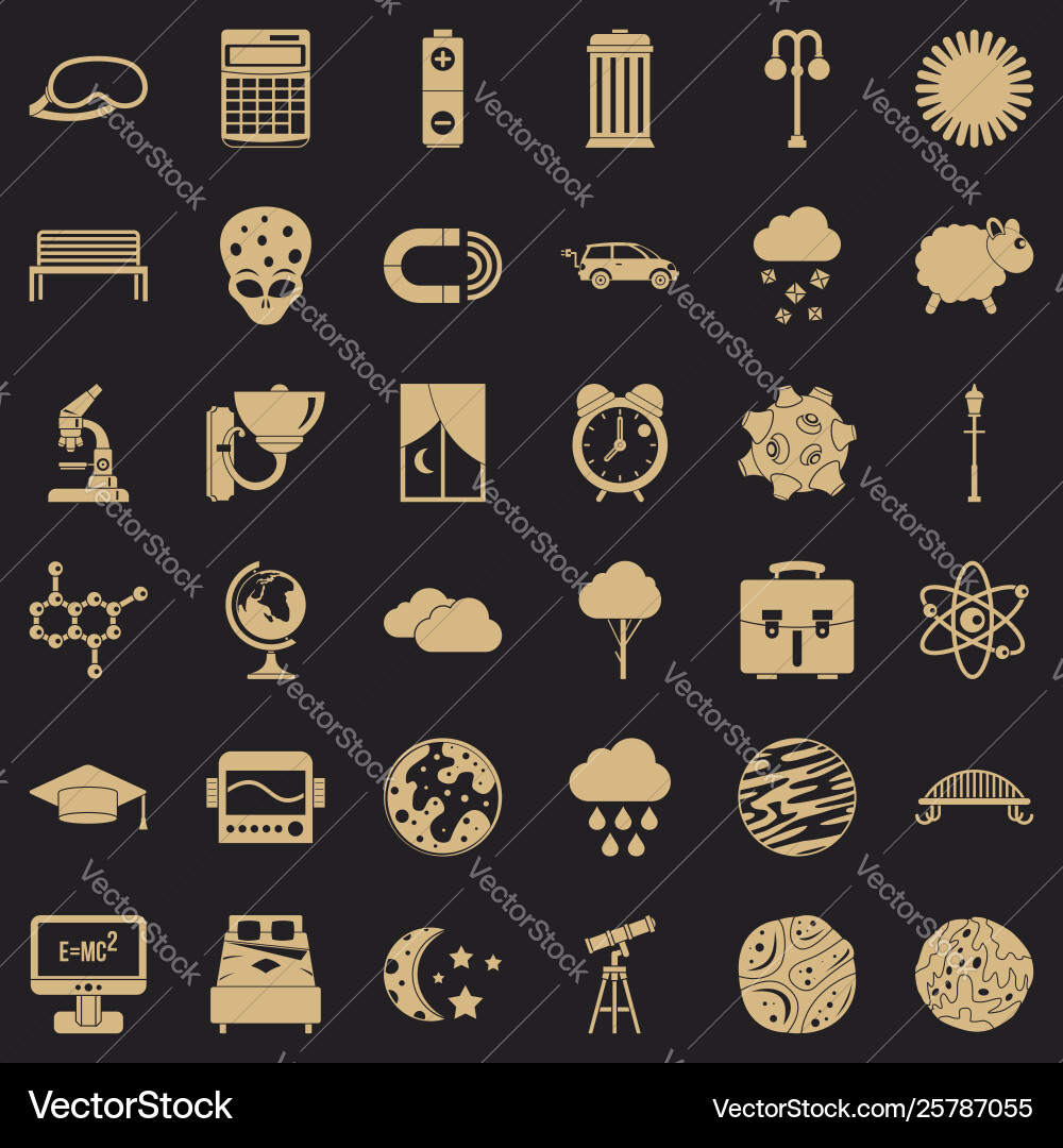 Outer space icons set simple style Outer space icons set simple style vector image