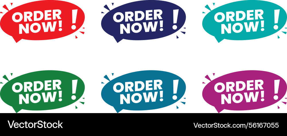 Vibrant speech bubble style order now buttons in r Vibrant speech bubble style order now buttons in r Vector Image