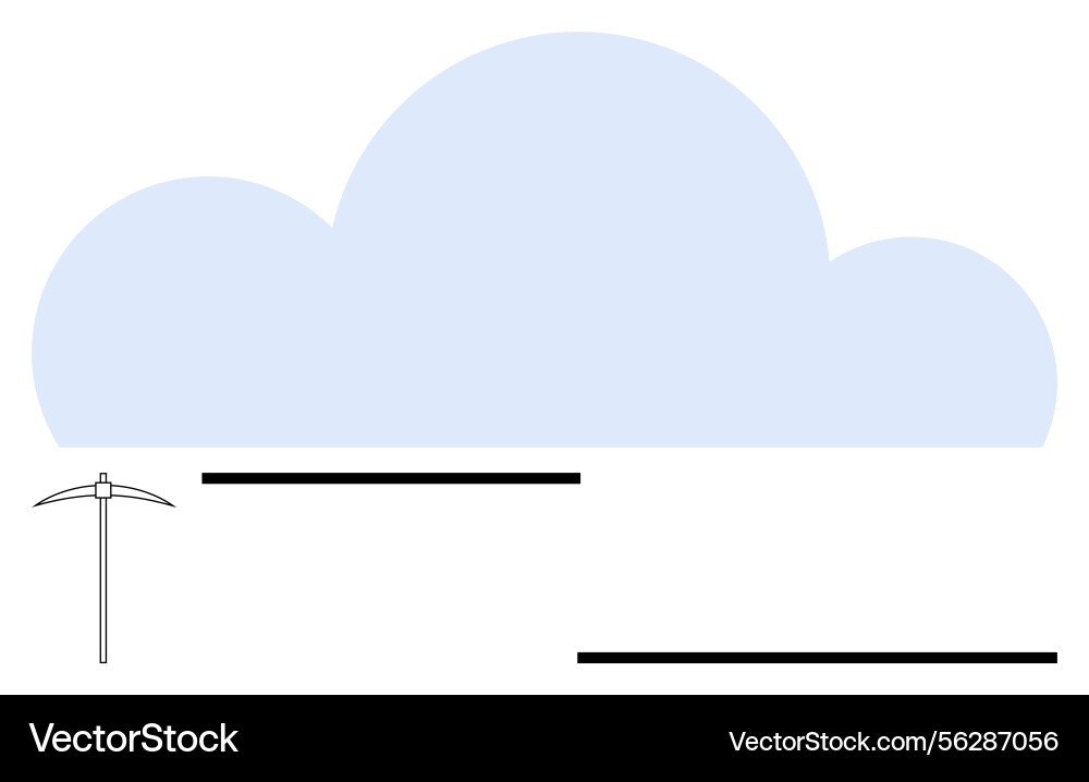 Cloud computing concept with pickaxe symbolizing Vector Image