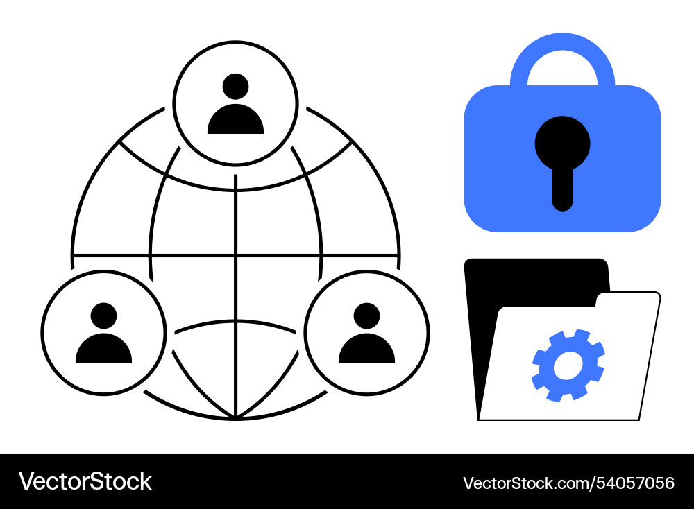 Global connections and network security with user vector image