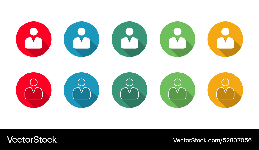 Profile or user icon set with long shadow Profile or user icon set with long shadow Vector Image
