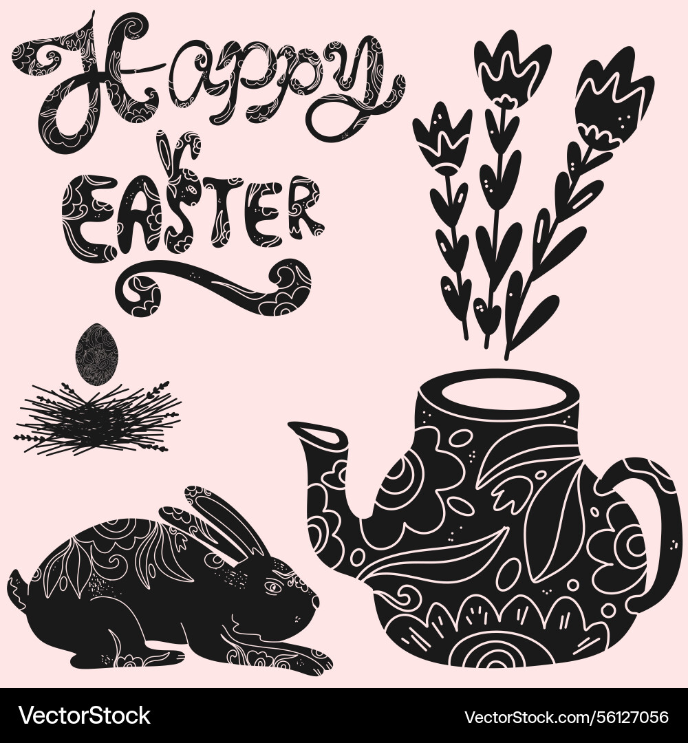 Set of easter elements with decorative patterns Set of easter elements with decorative patterns Vector Image