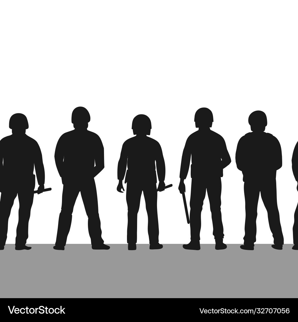 Silhouette police line seamless border row Silhouette police line seamless border row vector image