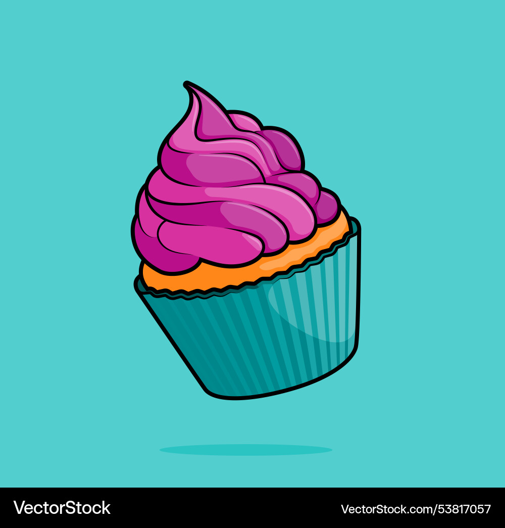 Cartoon of cupcake with strawberry pink flavor Cartoon of cupcake with strawberry pink flavor vector image
