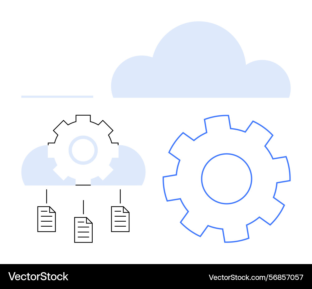 Cloud storage setup with gears representing Cloud storage setup with gears representing vector image