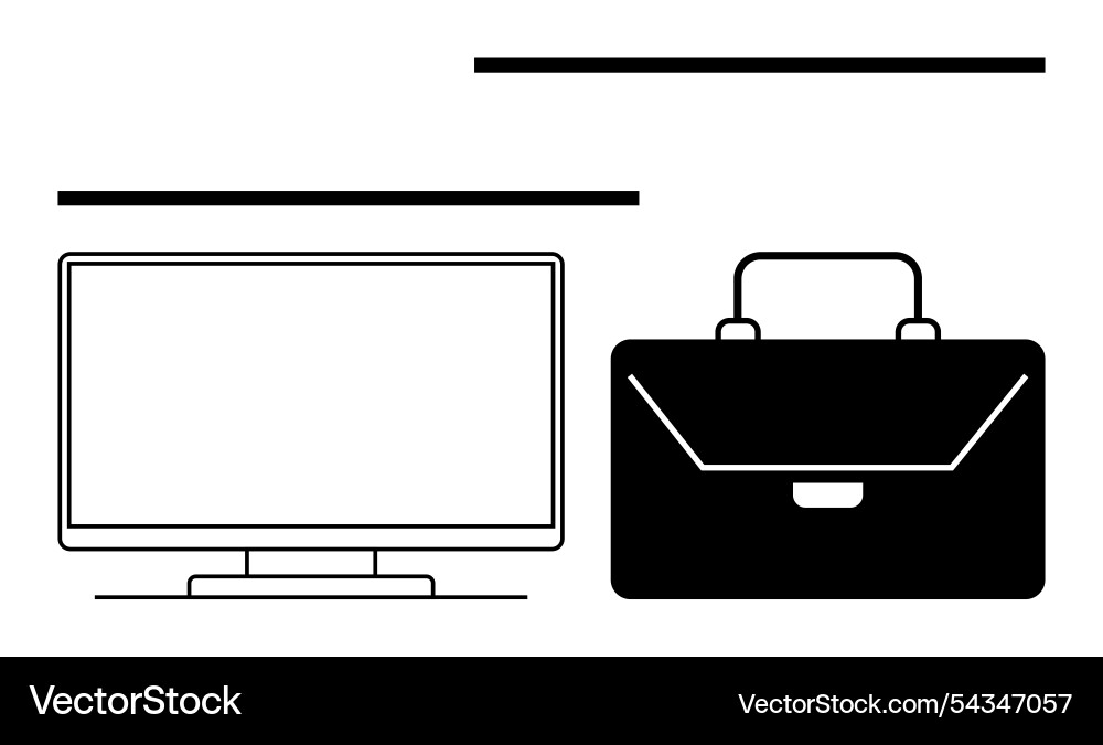 Desktop computer monitor and briefcase icons Desktop computer monitor and briefcase icons vector image