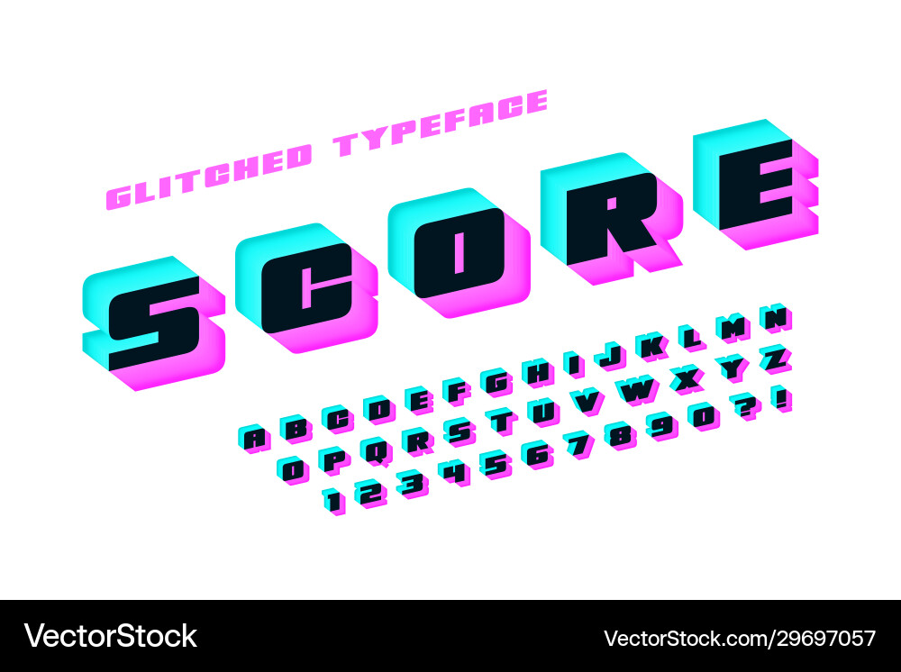 Glitch Font Display Alphabet vector image