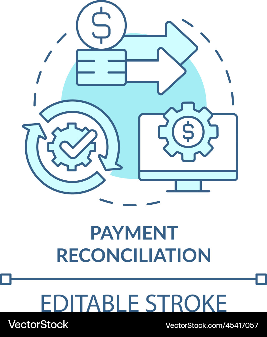 Payment reconciliation turquoise concept icon Payment reconciliation turquoise concept icon vector image