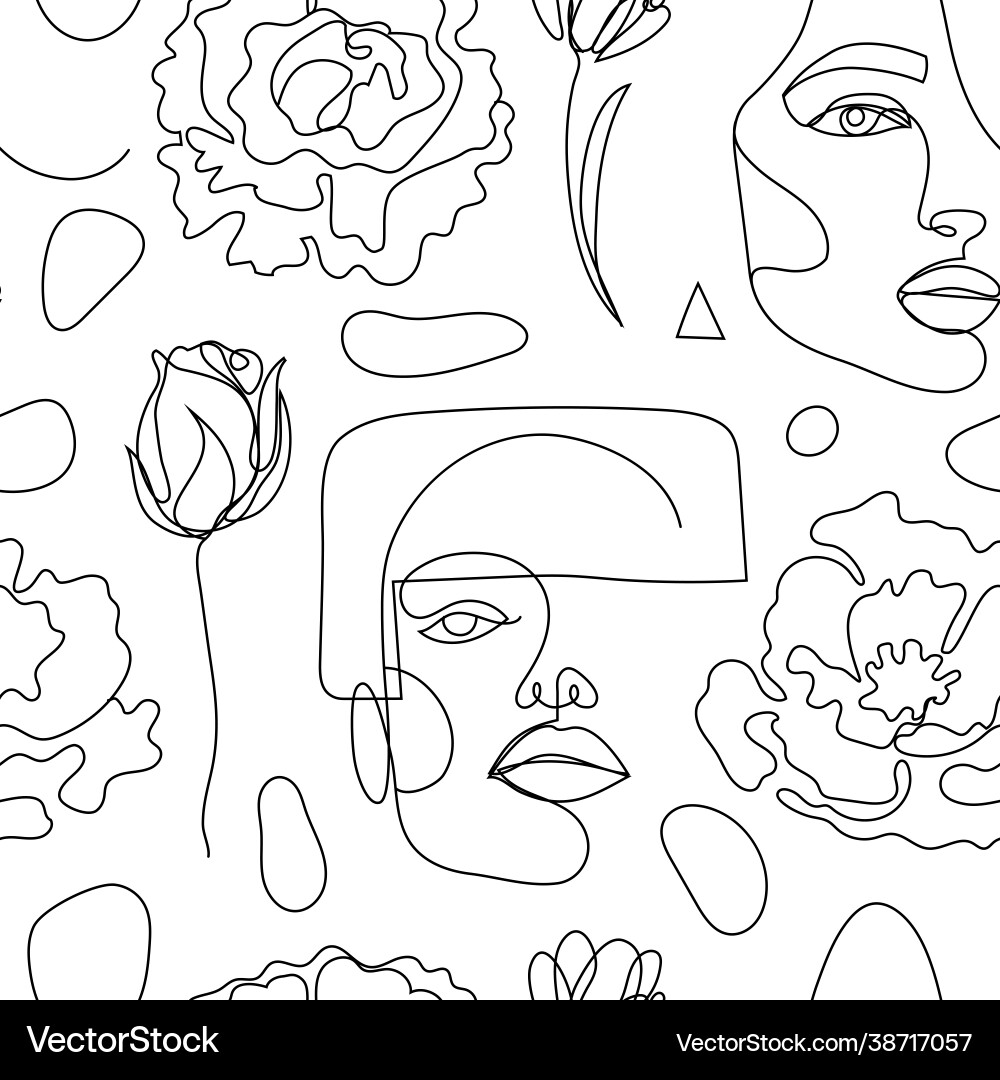 Seamless pattern continuous line art Seamless pattern continuous line art vector image
