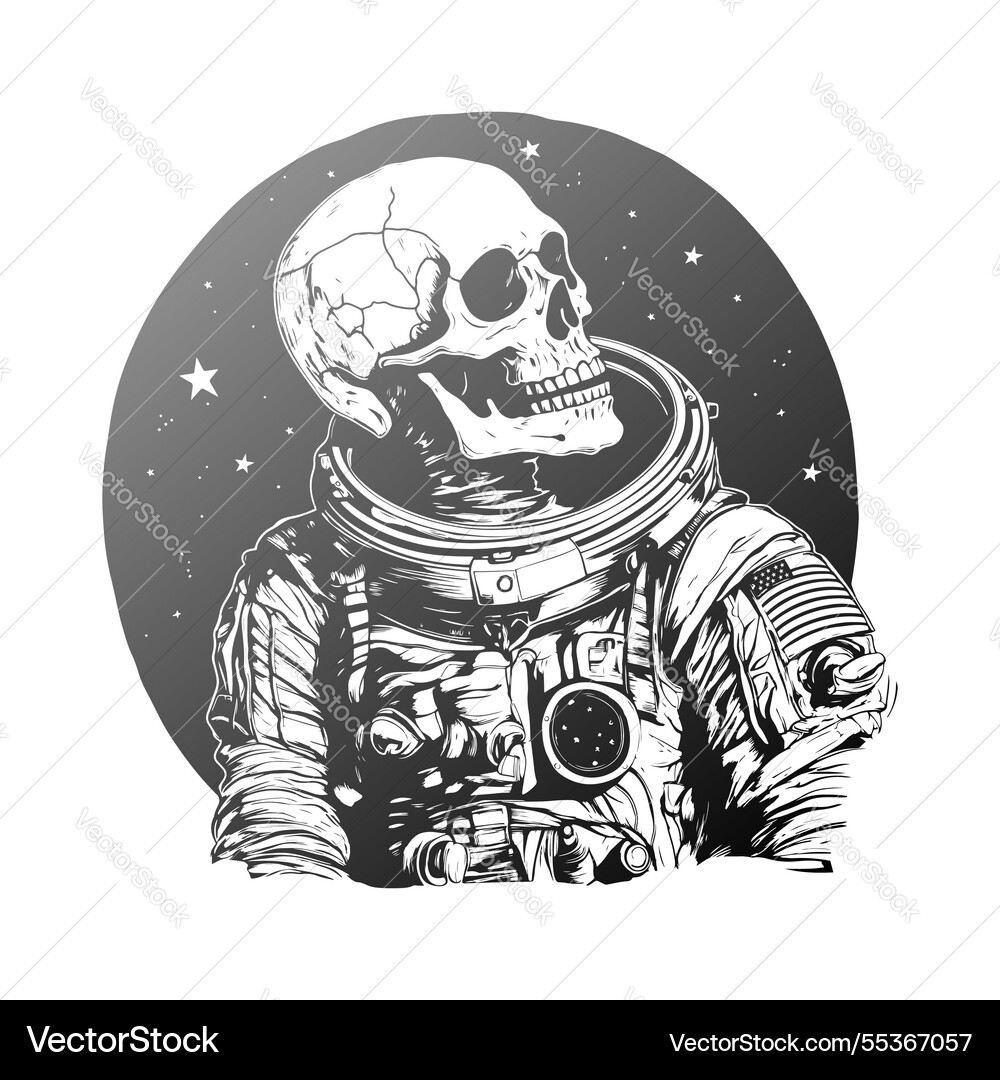 Skull Astronaut Space Clip Art Vector Image
