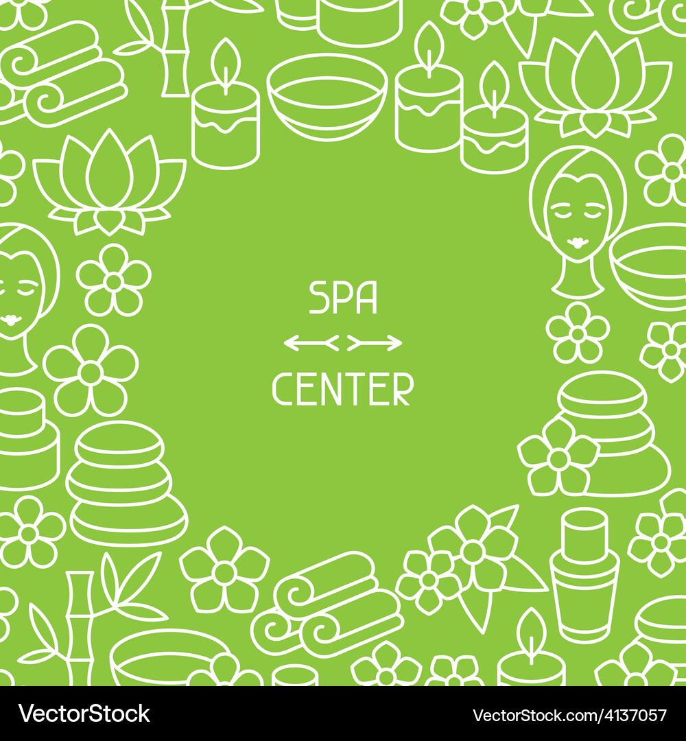 Spa and recreation background with icons in linear Vector Image