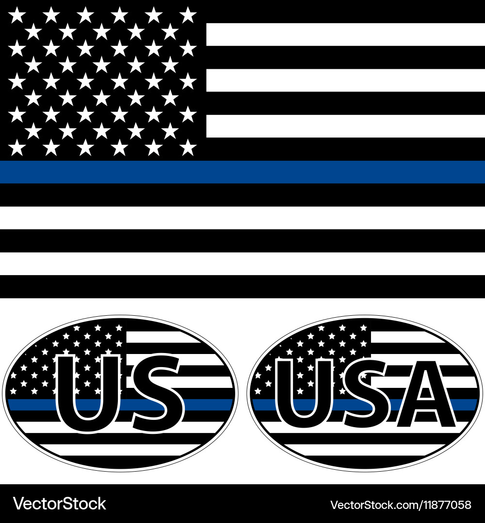 American Flag with Blue Stripe Vector Image