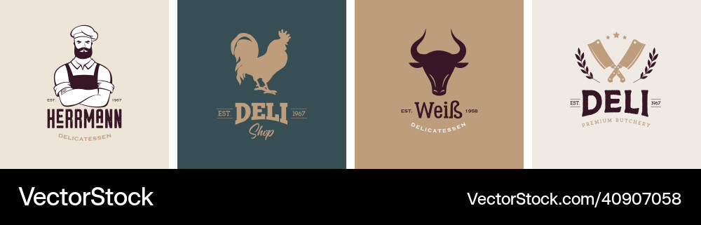 Butcher Shop gourmet deli store logo design Butcher Shop gourmet deli store logo design vektorbild