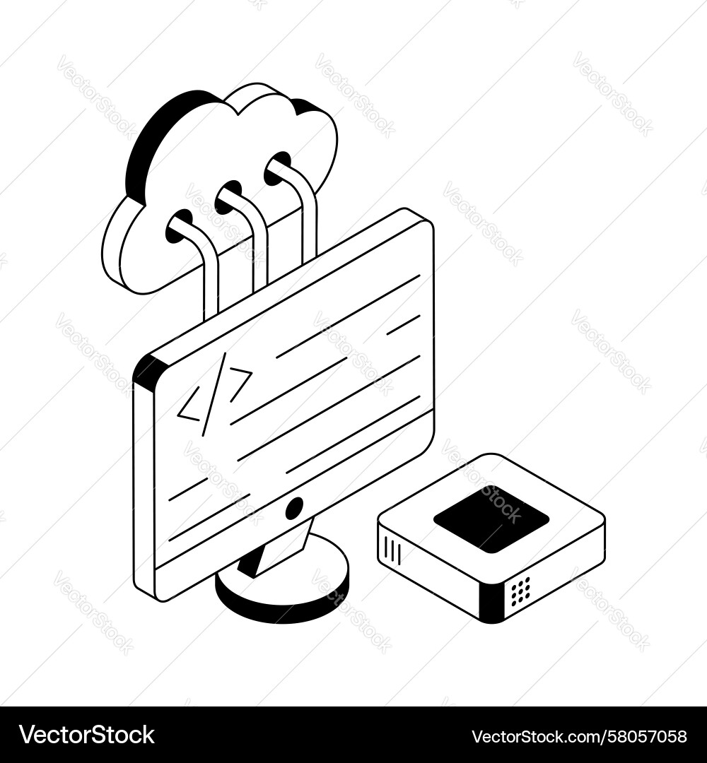 Cloud Coding Isometric Icon Vector Image