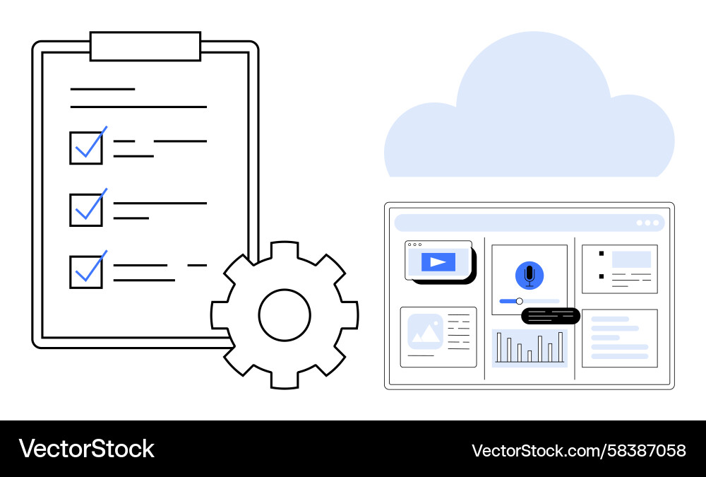 Cloud Data Dashboard with Checklist Vector Image
