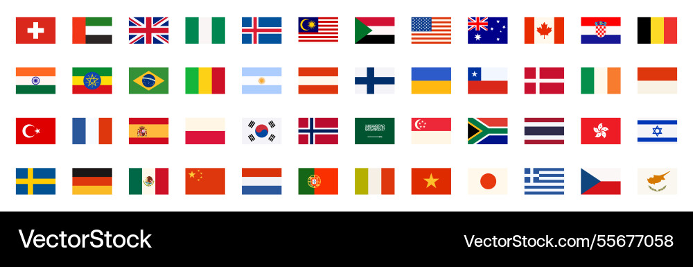 Flag of world set collection with flags buttons Flag of world set collection with flags buttons vector image