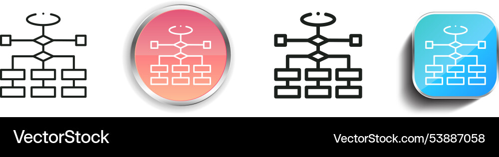 Flowchart icon thin linear regular and button vector image