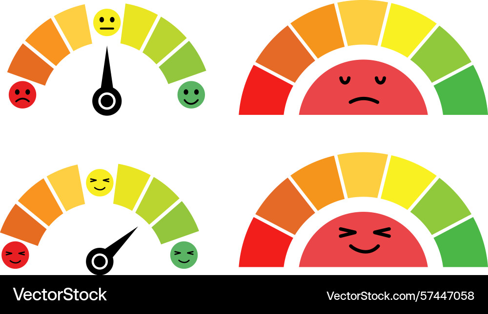 Satisfaction meter icons set color coded Vector Image