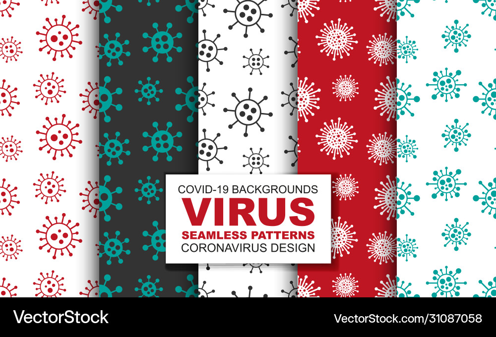 Set colorful seamless art virus patterns Vector Image
