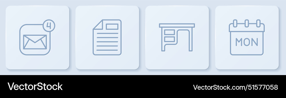 Set line envelope office desk file document Vector Image