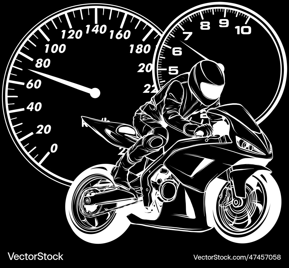 Superbike in weißer Linie auf schwarzem Hintergrund Superbike in weißer Linie auf schwarzem Hintergrund vektorbild