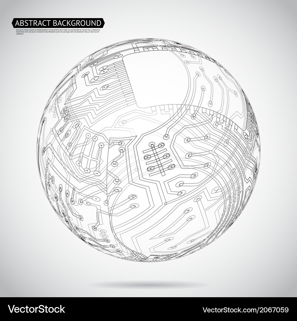 Abstract Circuit Sphere Technology Background Vector Image