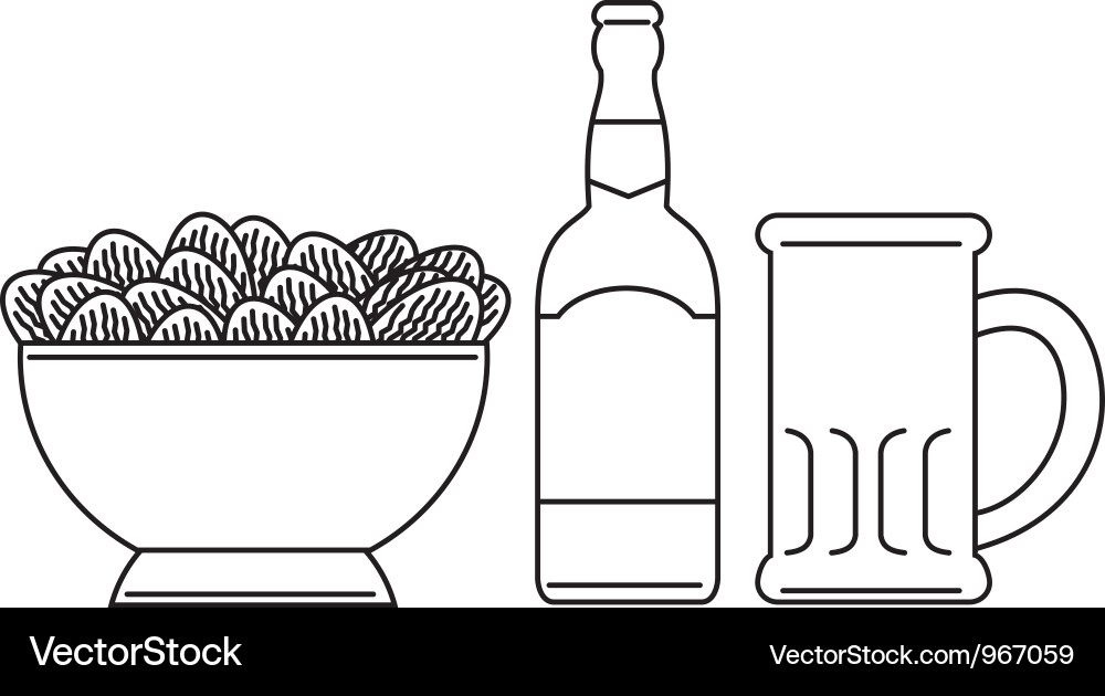 Beer Bottle with Chips Vector Image
