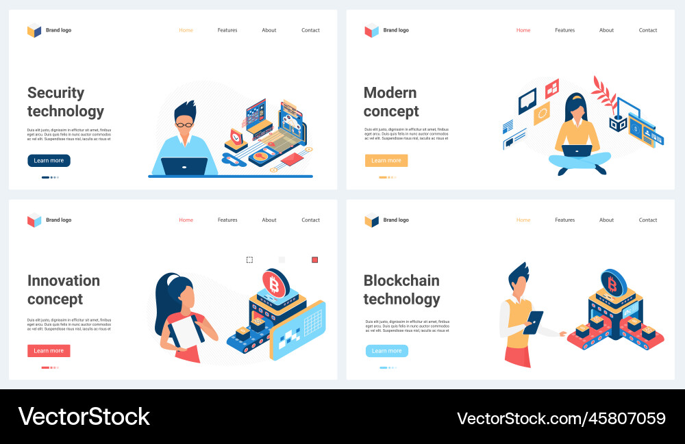 Digital Data Security & Blockchain Vector Image