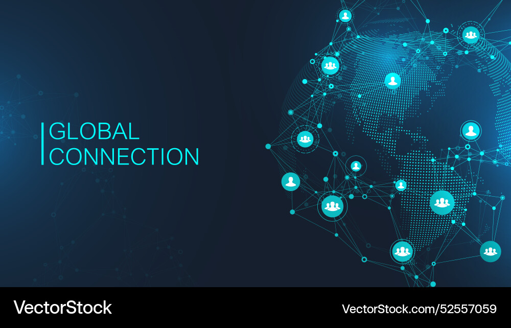 Global network connection banner design template Global network connection banner design template vector image