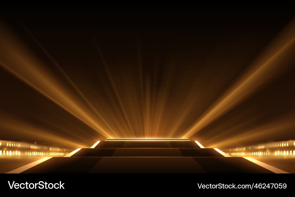 Golden Light Rays Staircase Scene Vector Image