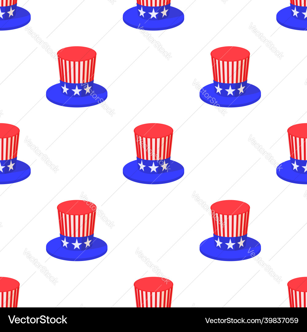 Hat in the usa flag colors pattern seamless Vector Image