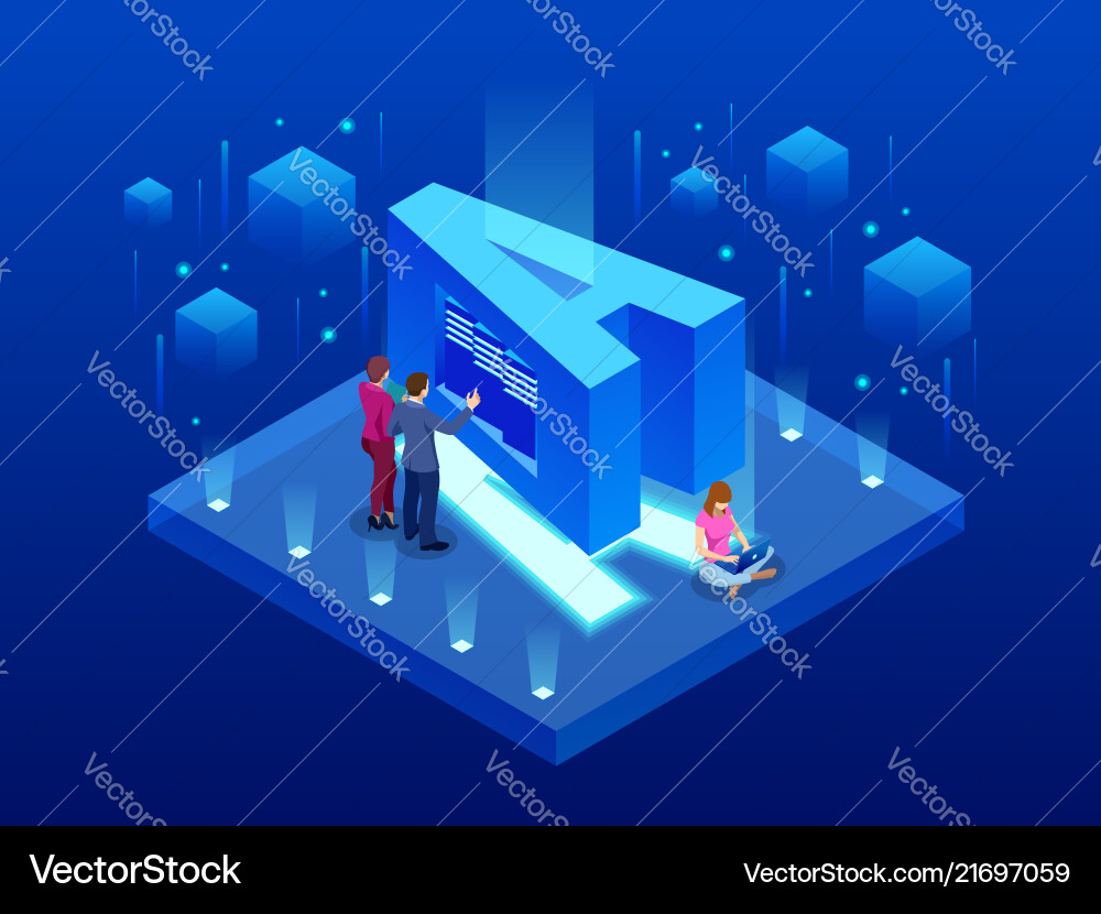 Isometric Big Data & Network Visualization vector image