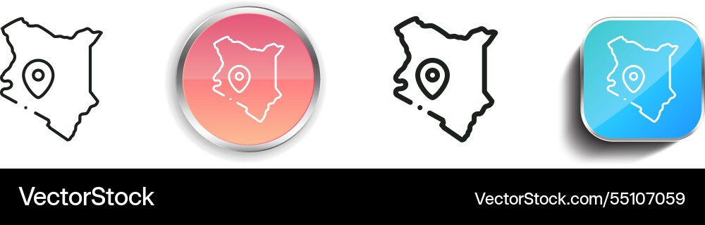 Kenya icon thin linear regular and button style vector image
