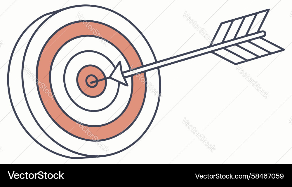 Precise Bullseye Target with Arrow Vector Image