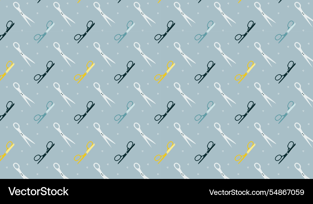 Seamless pattern with multicolor scissors on blue Vector Image