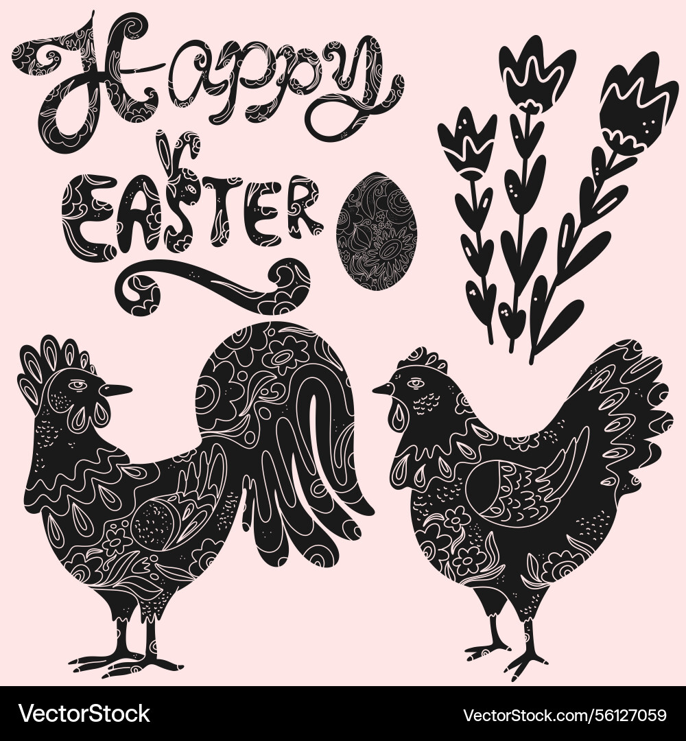 Set of easter elements with decorative patterns Set of easter elements with decorative patterns Vector Image