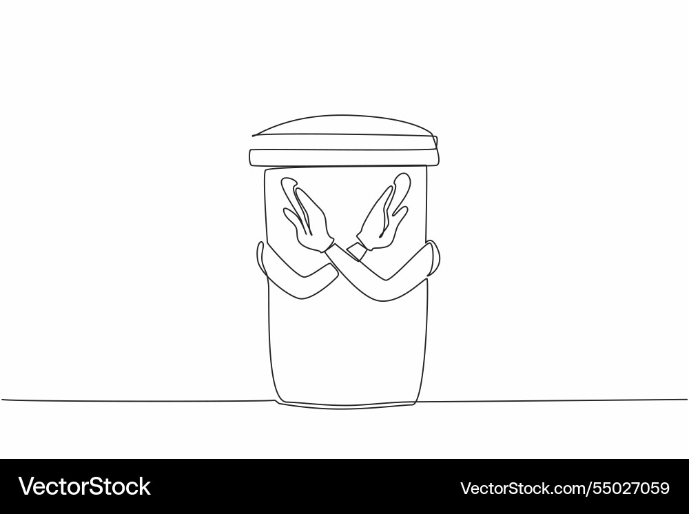 Single continuous line drawing trash can that has Single continuous line drawing trash can that has vector image