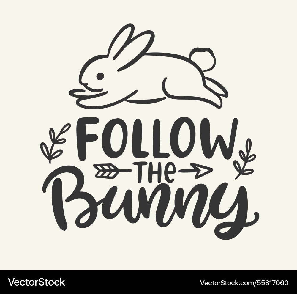 Folgen Sie der bunny easter Banner Pinsel Folgen Sie der bunny easter Banner Pinsel vektorbild