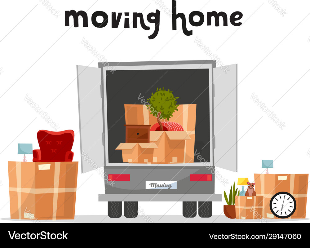 Moving Truck with Boxes Vector Image