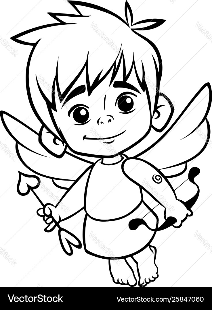 Outlined funny cupid cartoon character Outlined funny cupid cartoon character vector image
