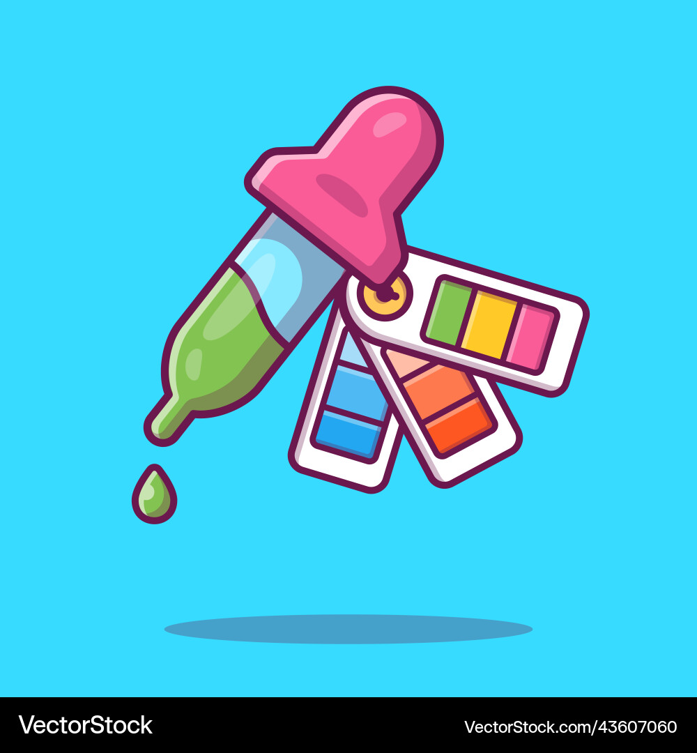 Pipette paint drop and color picker cartoon vector image