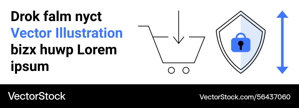 Secure online shopping with cart and shield lock Secure online shopping with cart and shield lock vector image